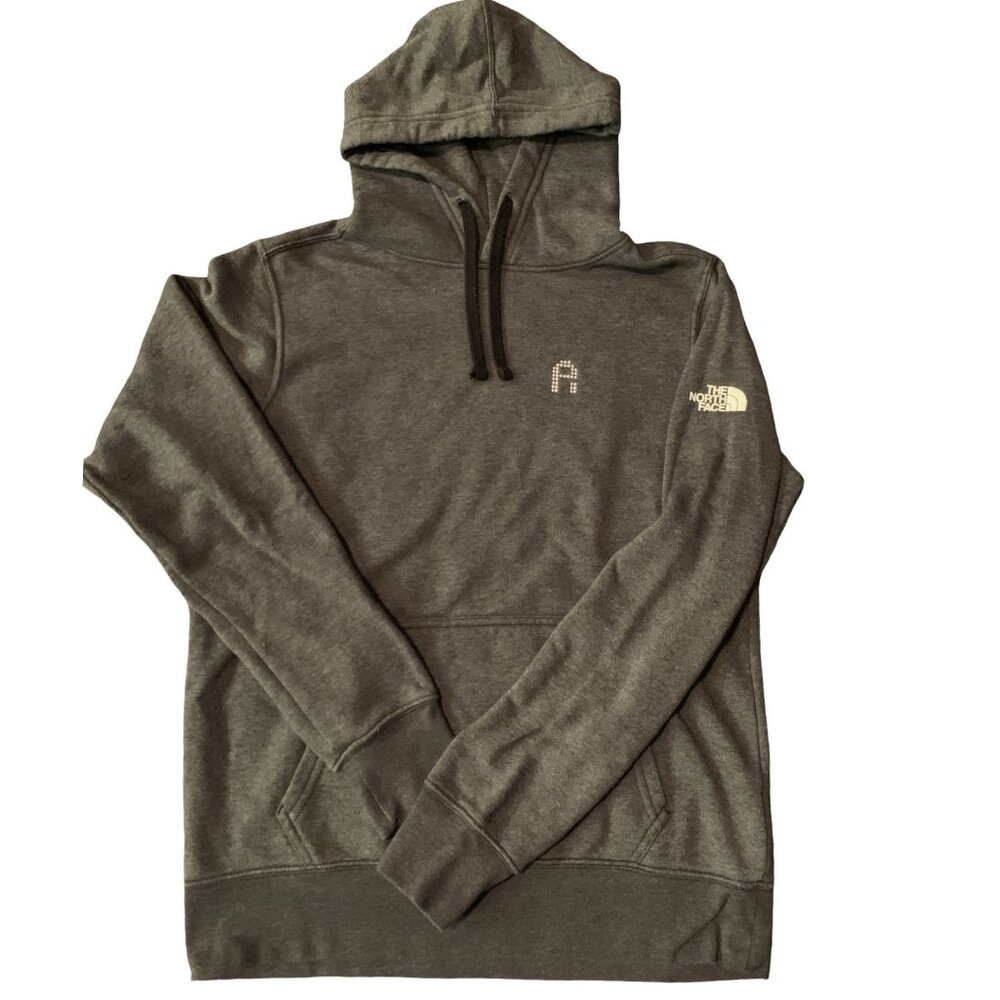 The North Face Hoodie Sz Small Black Sleeve Embroidered  Fleece Pullover